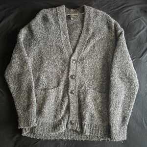 Banana Republic Men's Fuzzy Grey Wool Cardigan